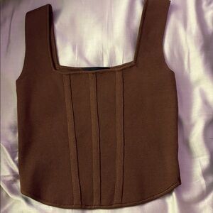 Animari Brown Sweater Corset-style Bolero cut sleeveless top